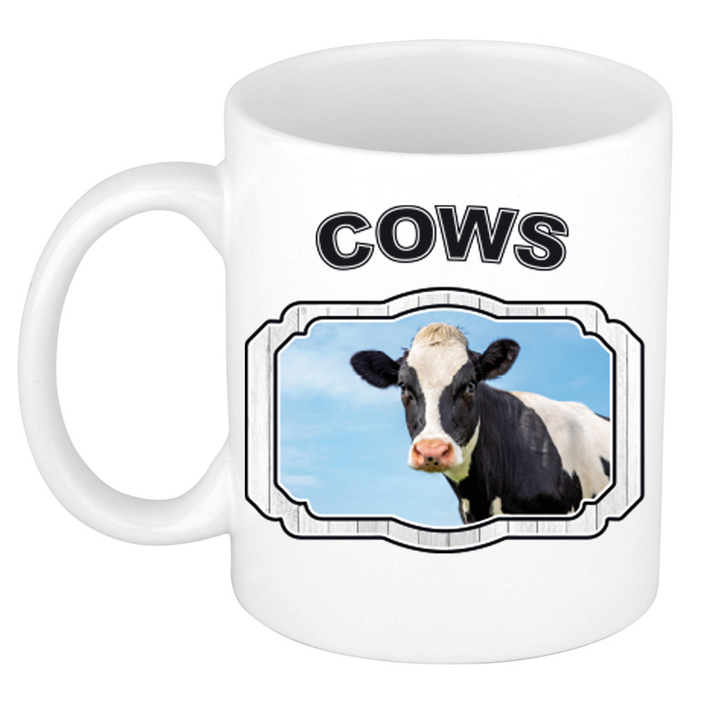 Dieren koe beker - cows/ koeien mok wit 300 ml -