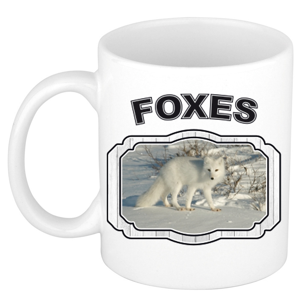 Dieren poolvos beker - foxes/ vossen mok wit 300 ml -