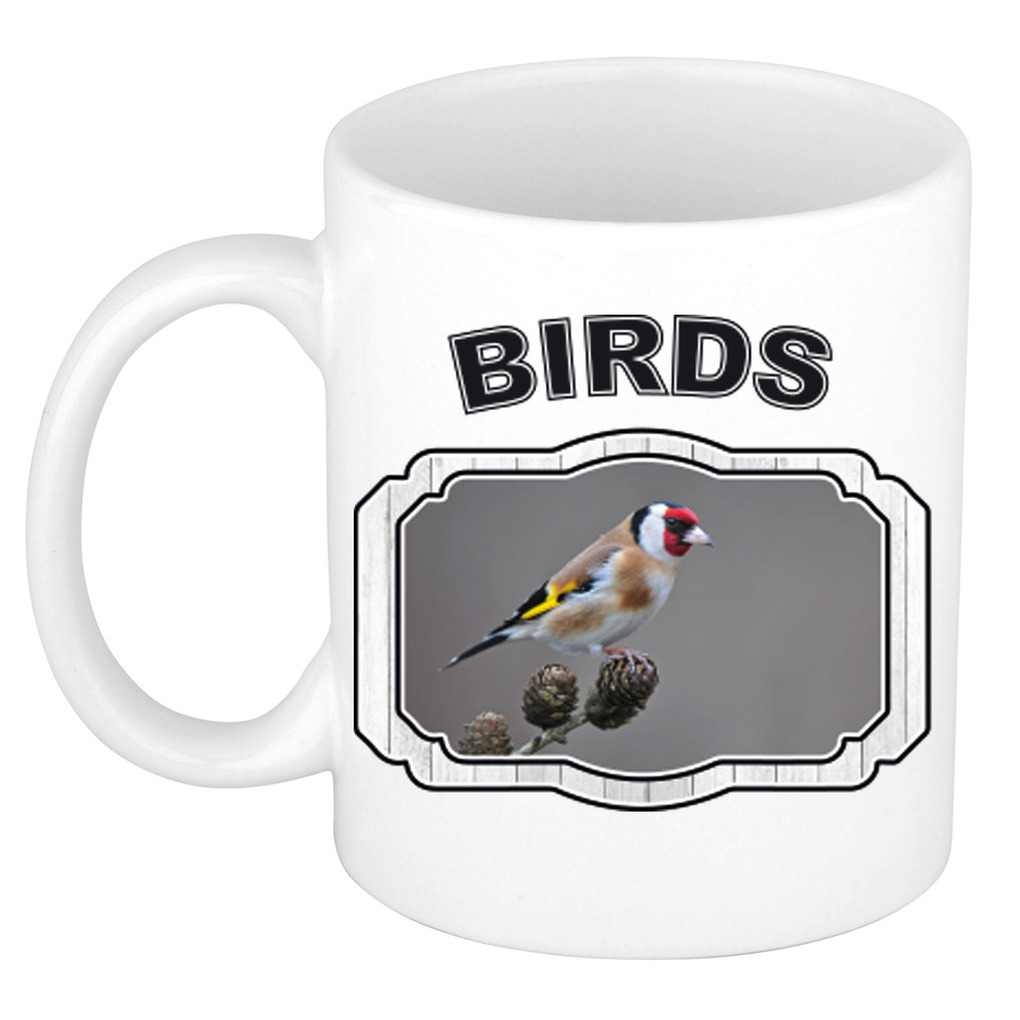 Dieren putter vogel beker - birds/ vogels mok wit 300 ml -