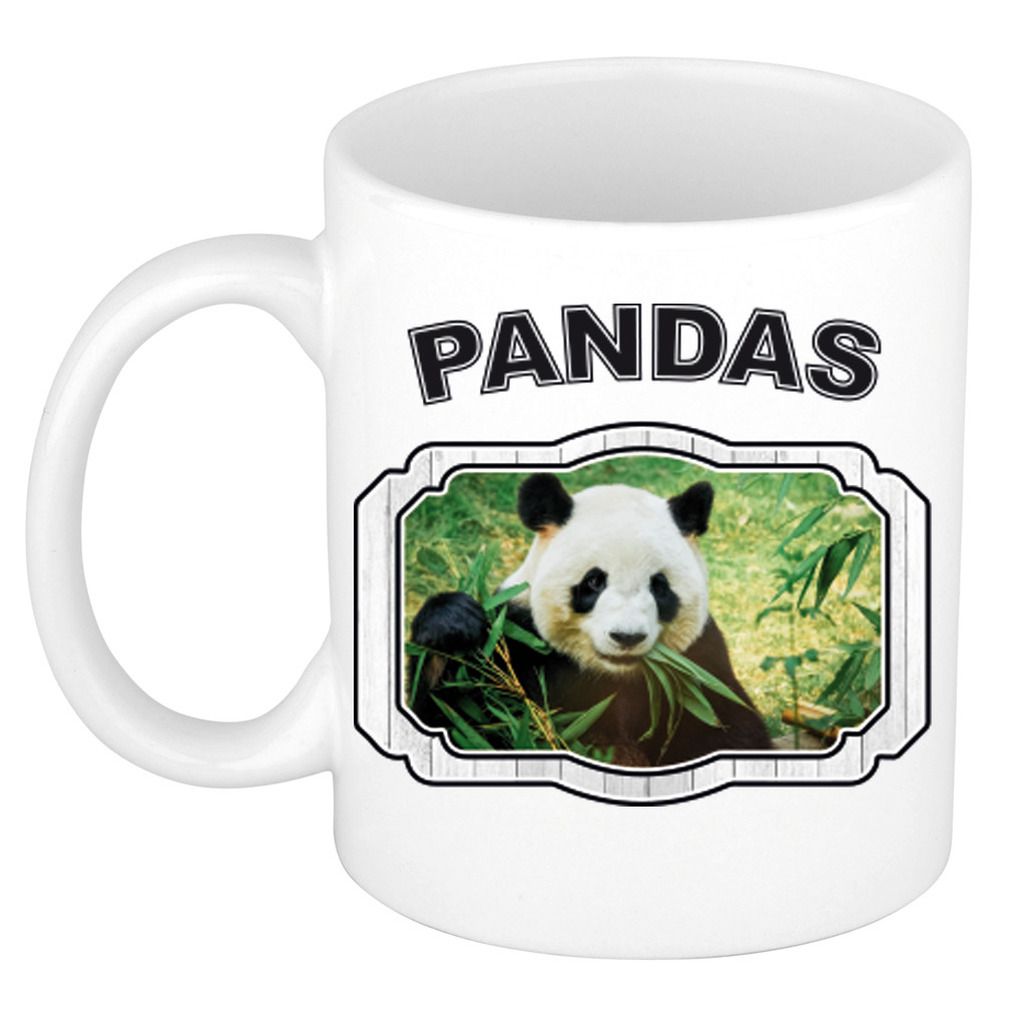Dieren panda beker - pandas/ pandaberen mok wit 300 ml -