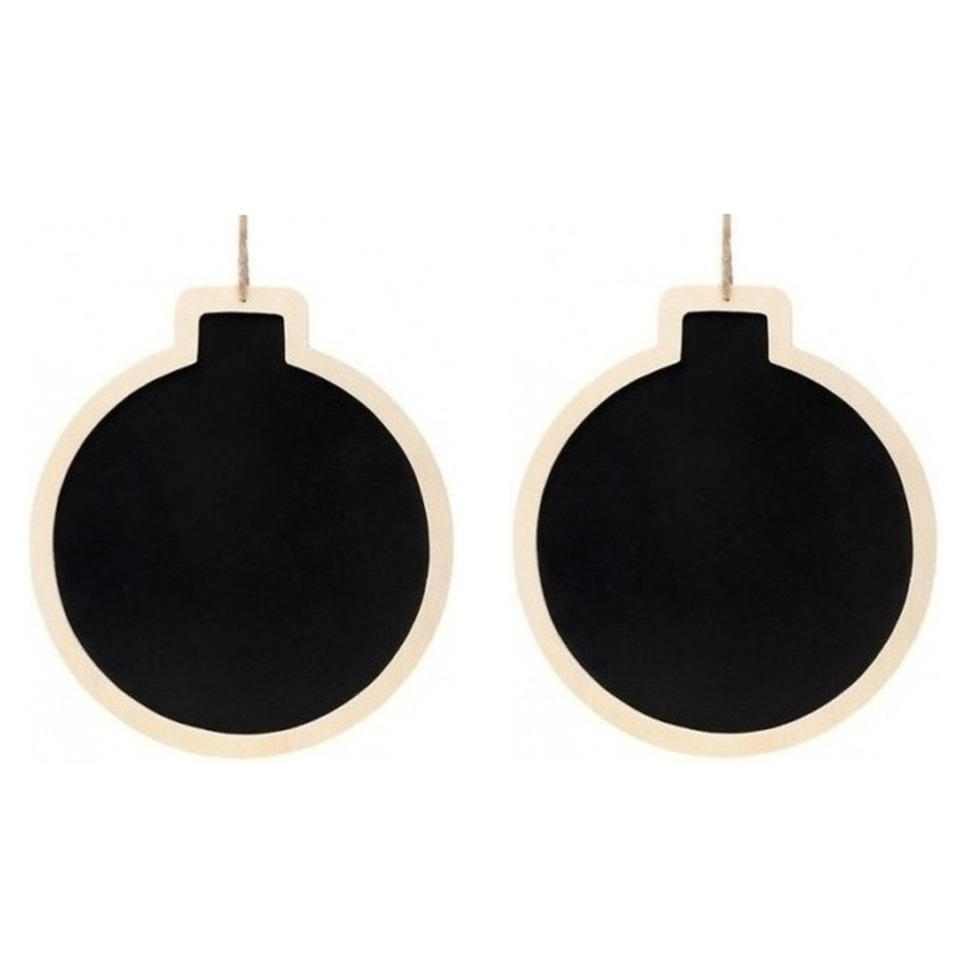 Set van 5x stuks kersthangers kerstfiguur houten krijtbord kerstbal vorm 22 cm -