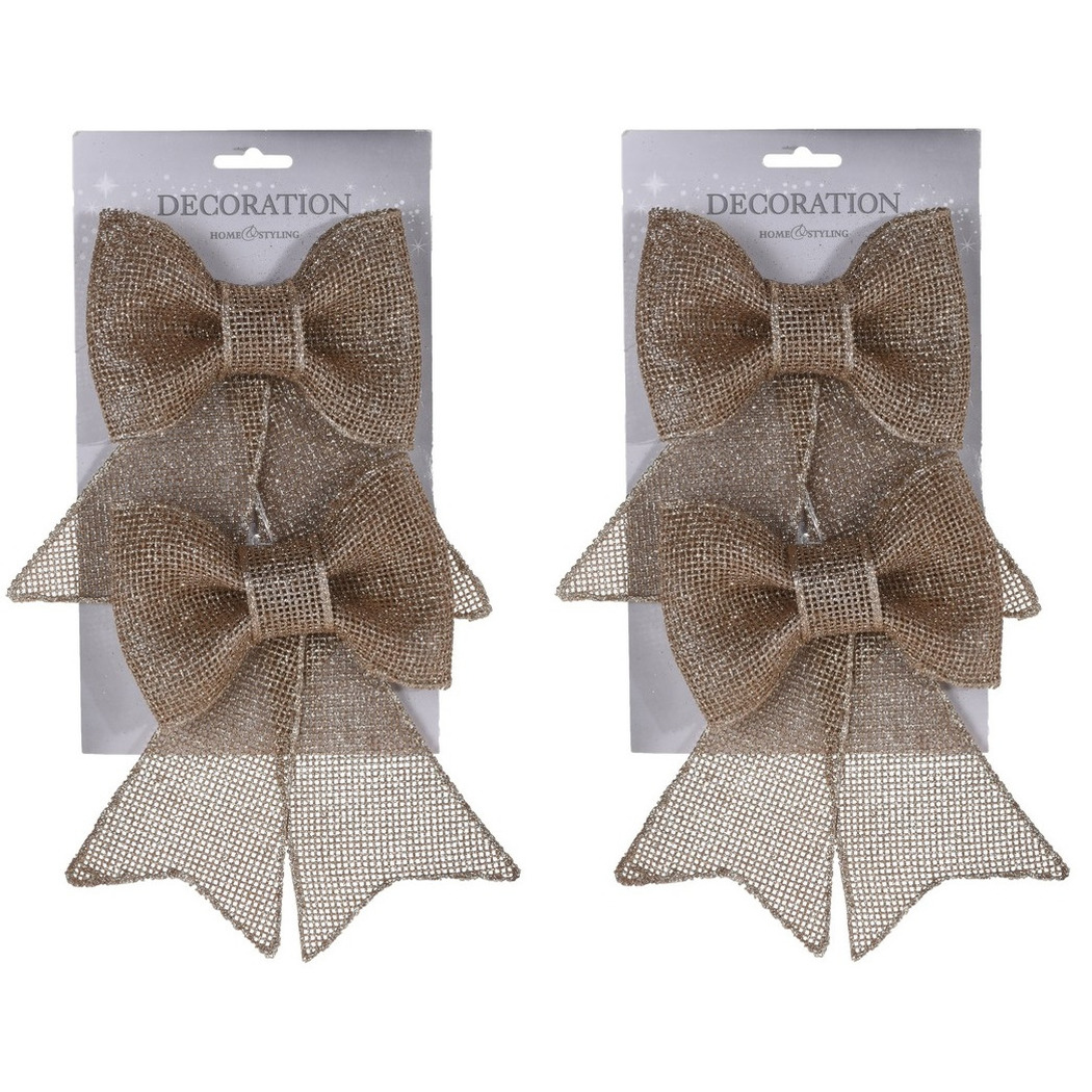 Champagne glitter strikken 12x stuks 18 cm -