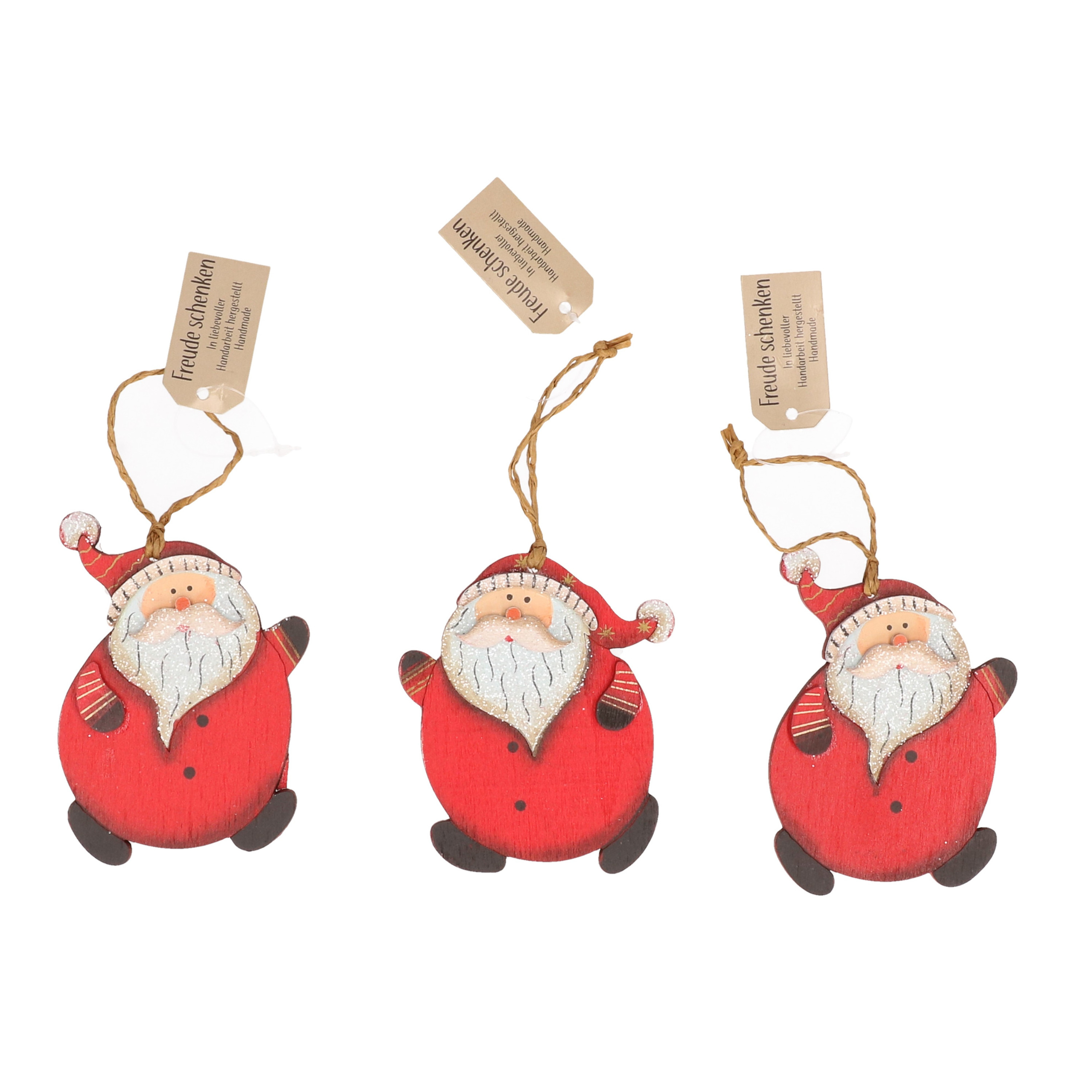 Kersthangers set van 6x stuks houten kerstman ornamenten 10 cm -