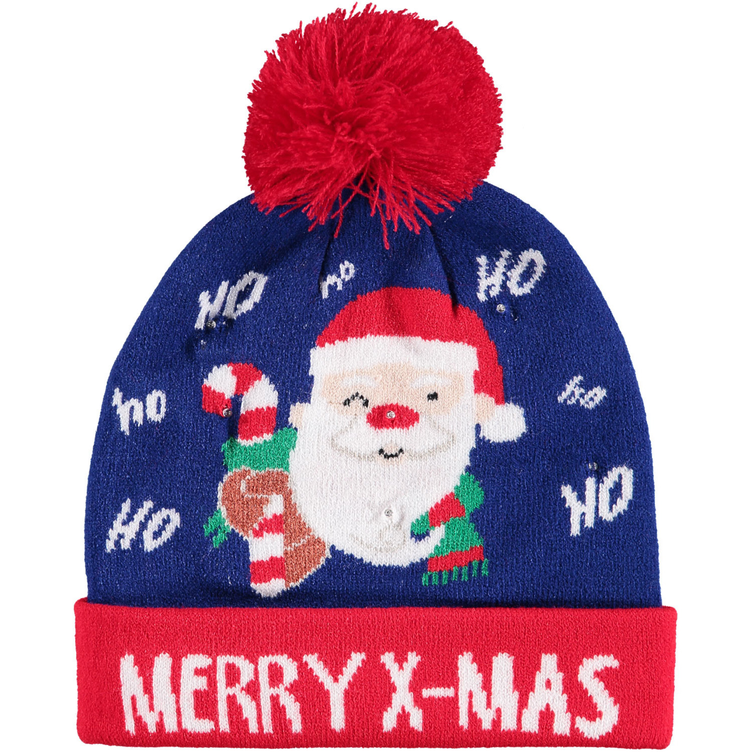 Foute kinder kerstmutsen/wintermutsen Merry X-Mas met verlichting One size -