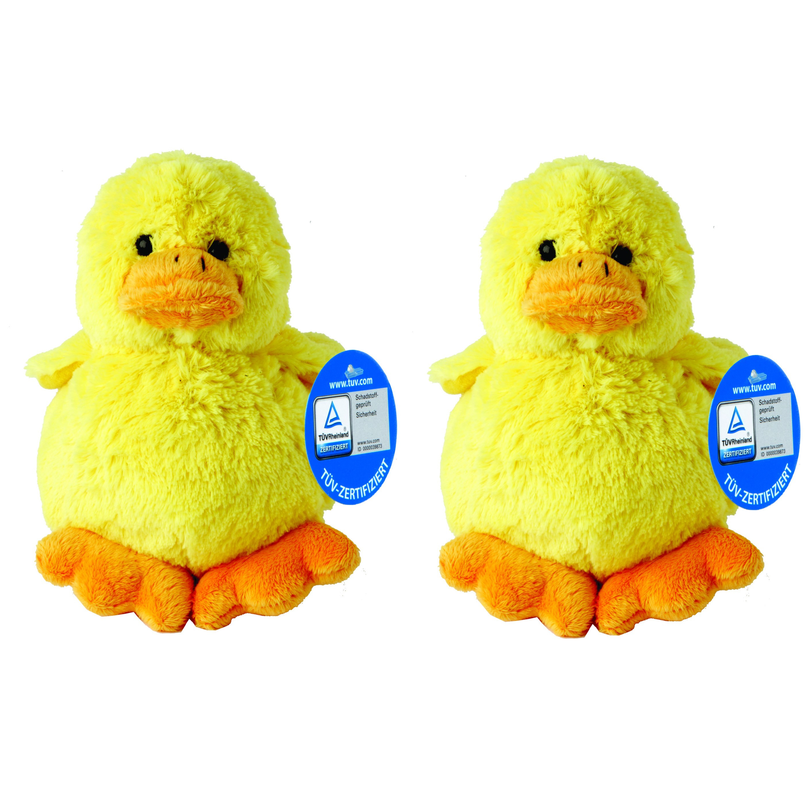 2x stuks pluche kuikentje knuffels 11 cm -