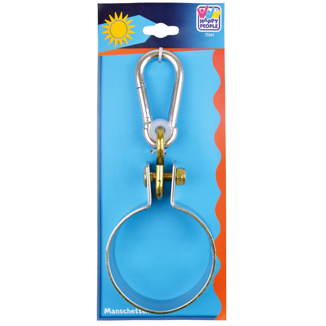 1x Schommelhaken met bevestigingsring en karabijnhaak 10 cm -