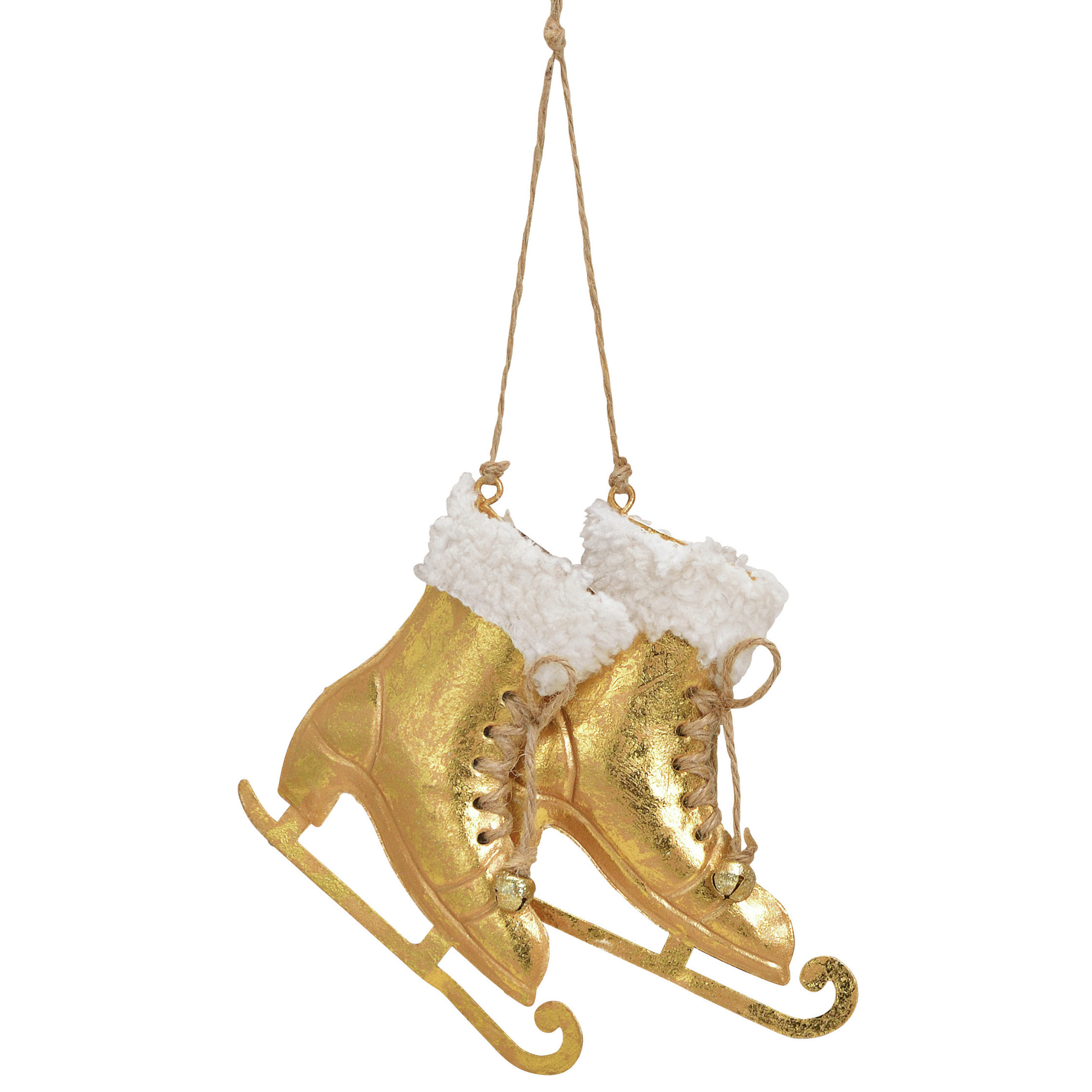2x Kerstboomhangers gouden schaatsen 14 cm kerstversiering -