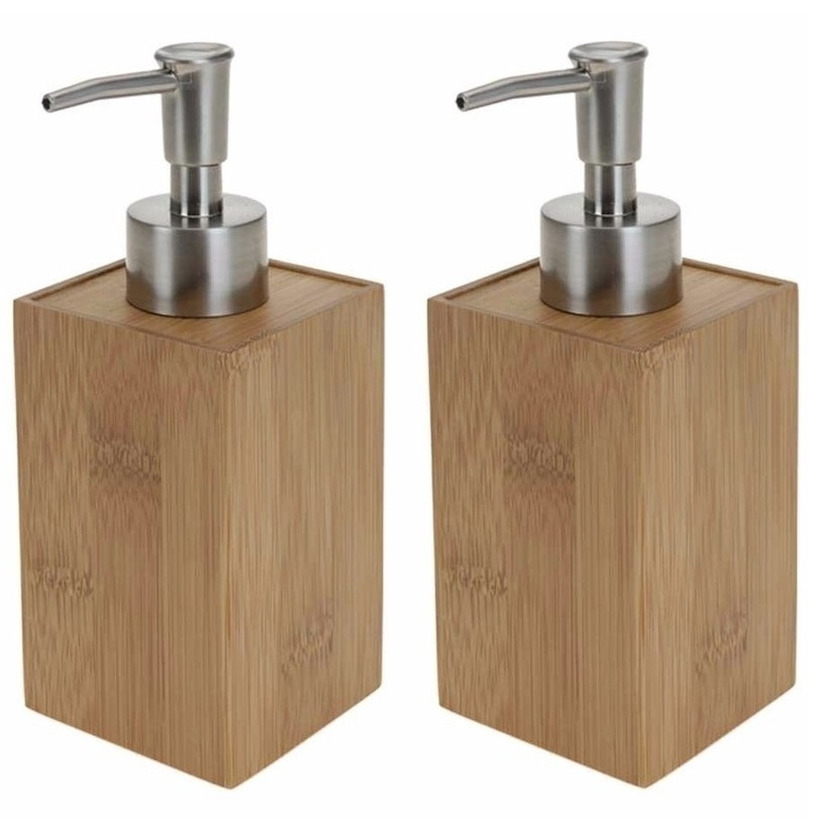3x stuks navulbaar zeep pompjes bamboe 17 cm -