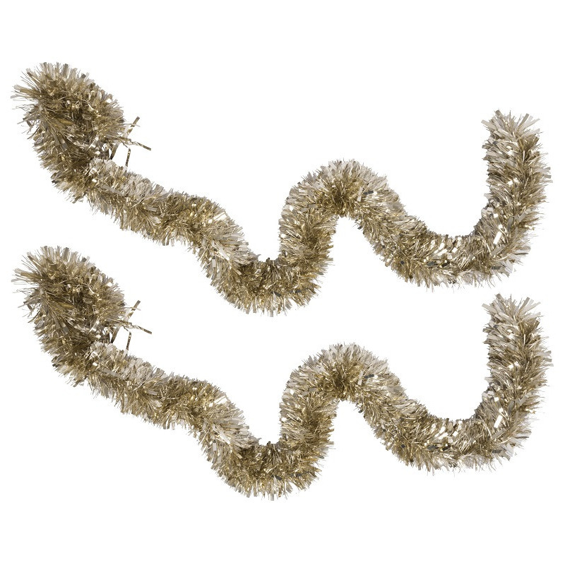 6x Kersboom decoratie folieslingers goud 200 x 15 cm -