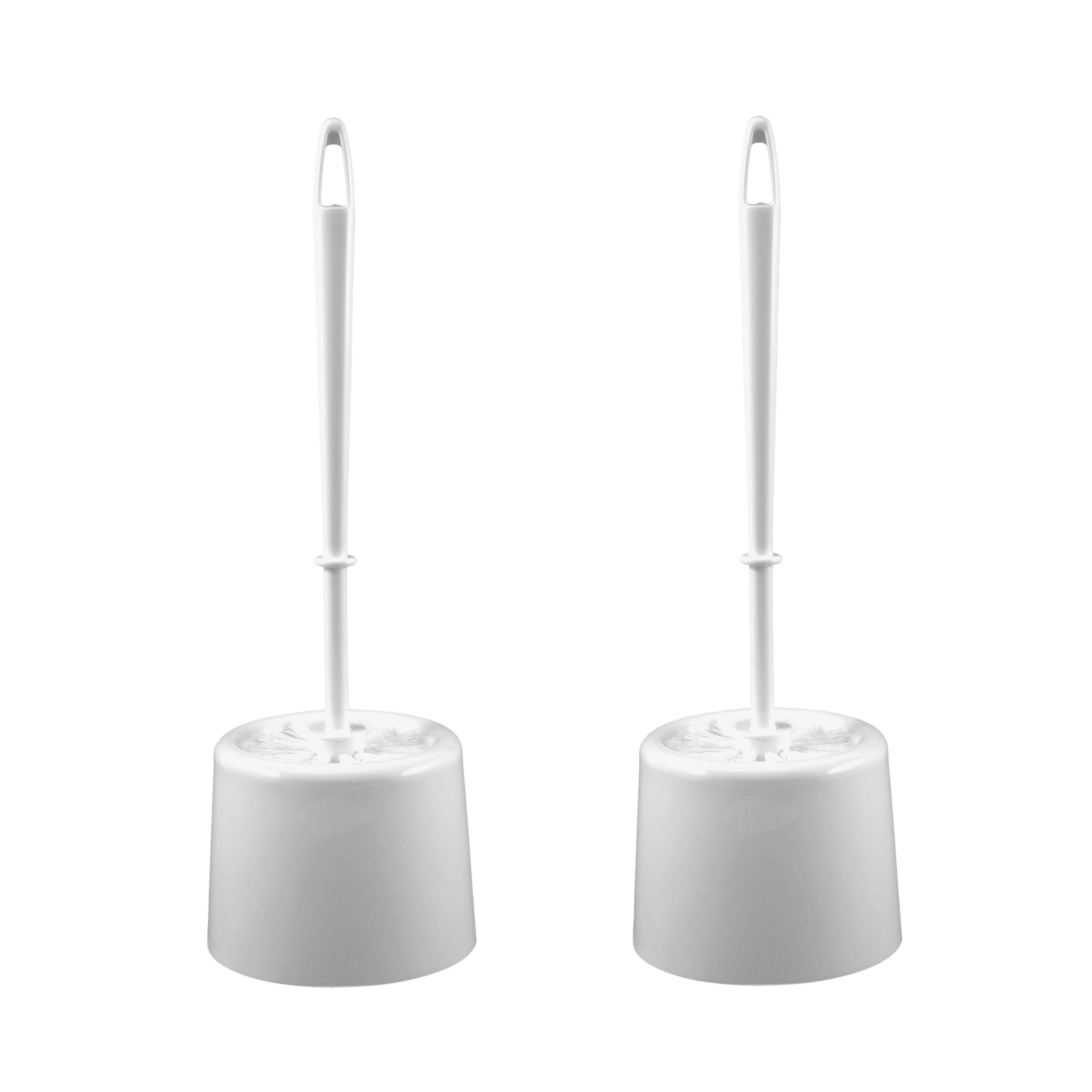 2x Witte toiletborstels met houder 39 x 9 cm rond -