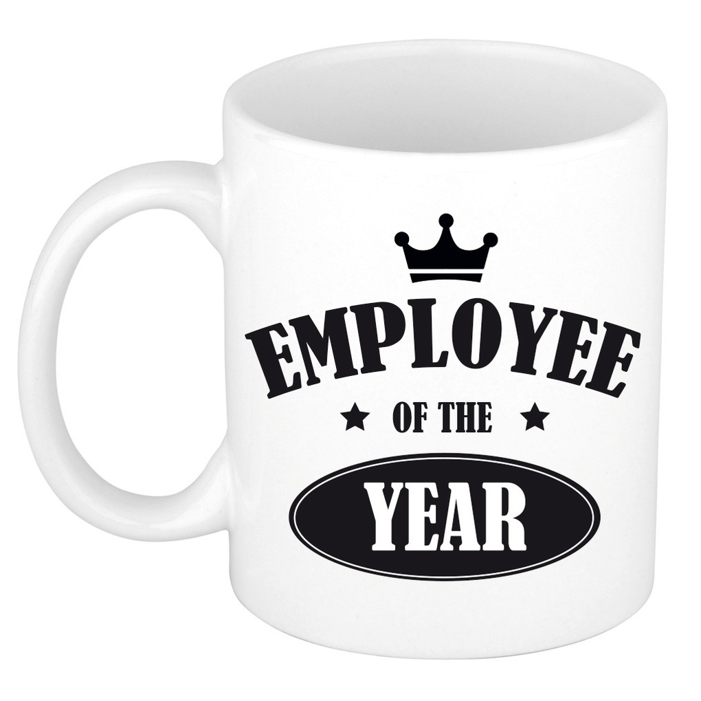 Employee of the year collega cadeau mok / beker wit -