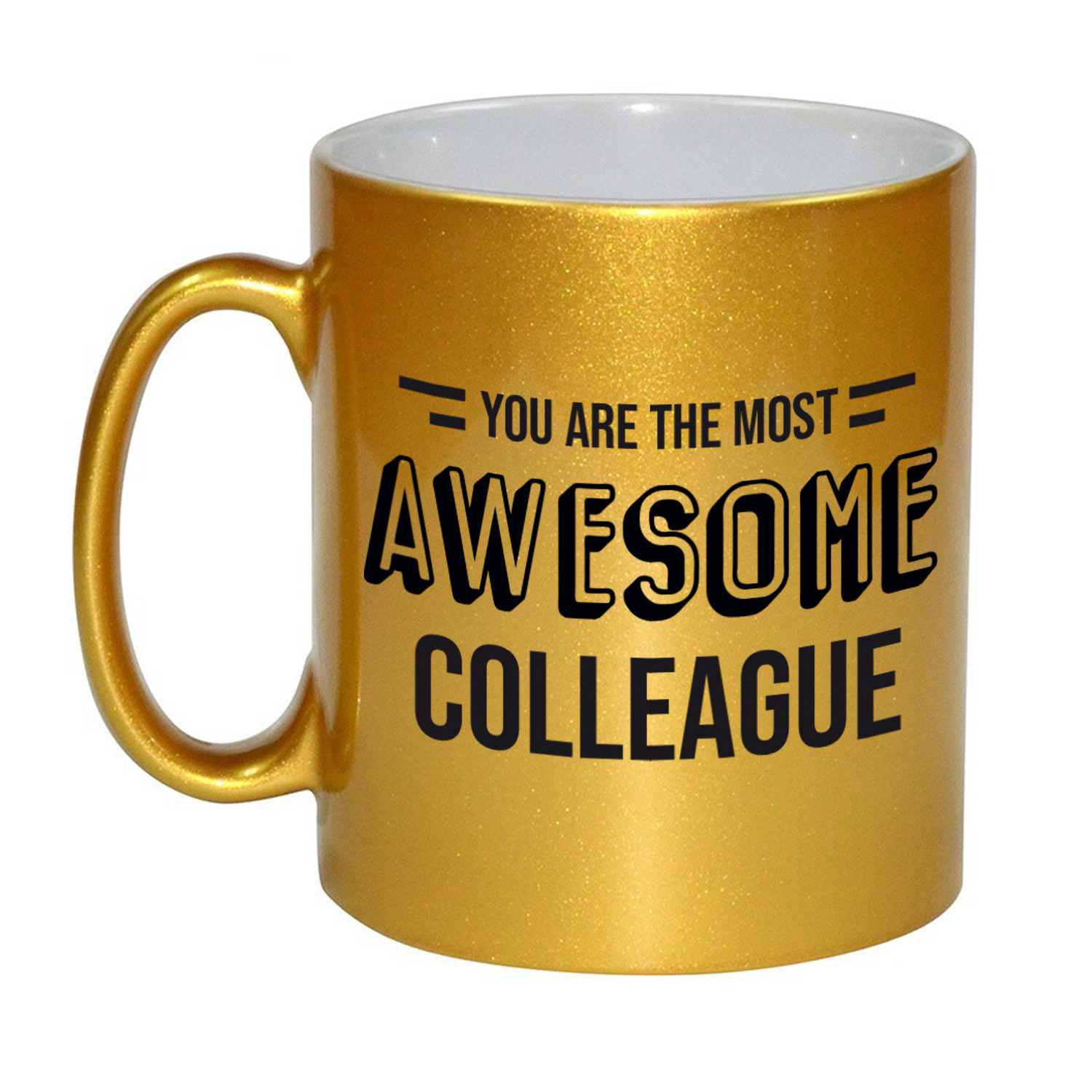 1x stuks collega cadeau mok / beker goud the most awesome colleague -