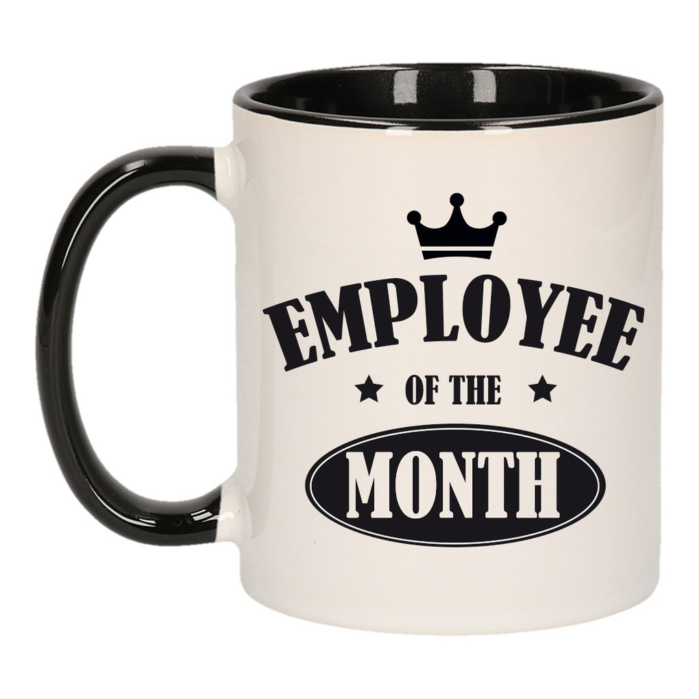 1x stuks collega cadeau mok / beker zwart employee of the month -