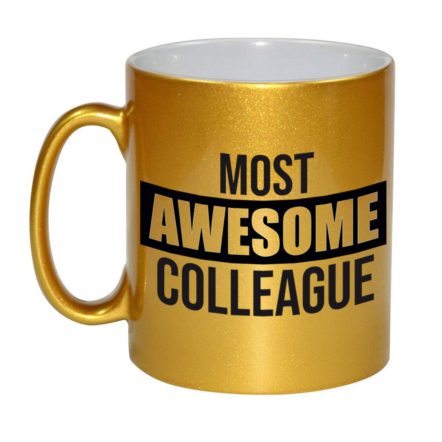 1x stuks collega cadeau mok / beker goud most awesome colleague -