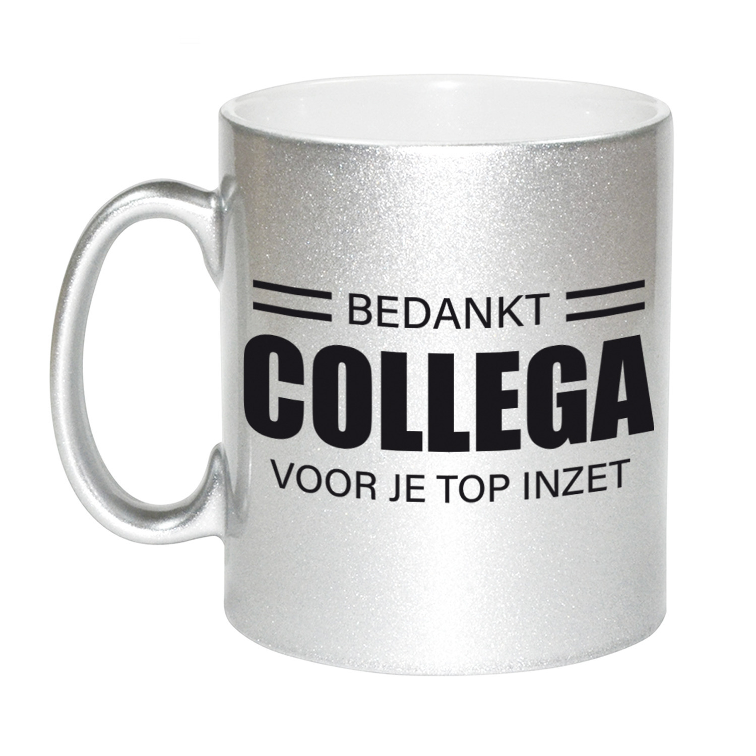 1x stuks collega cadeau mok / beker zilver bedankt collega voor je top inzet -