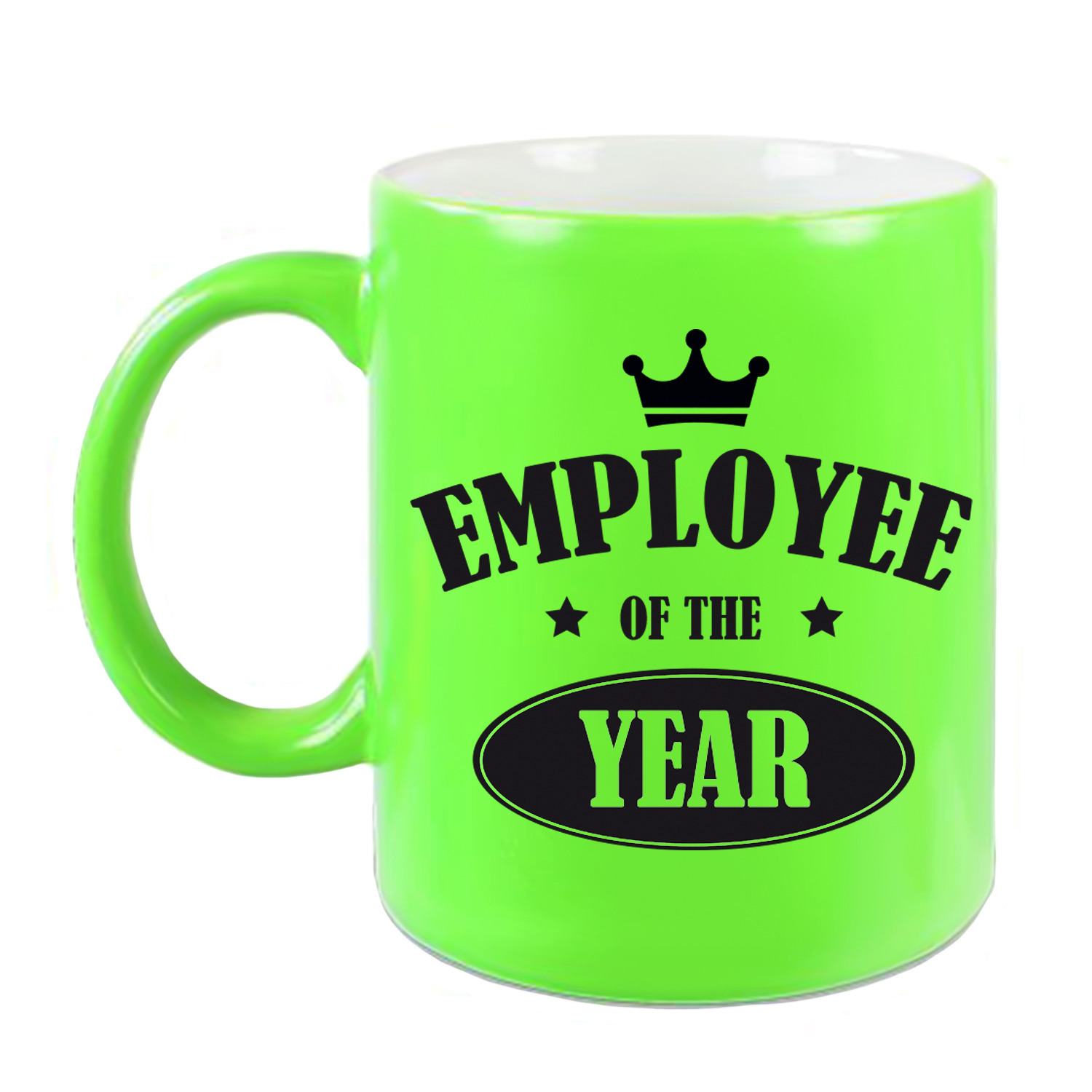 1x stuks collega cadeau mok / beker neon groen employee of the year -