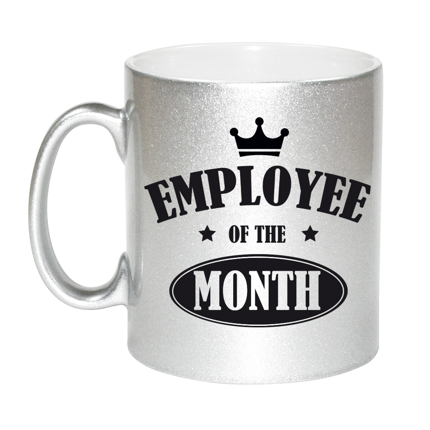 1x stuks collega cadeau mok / beker zilver employee of the month -