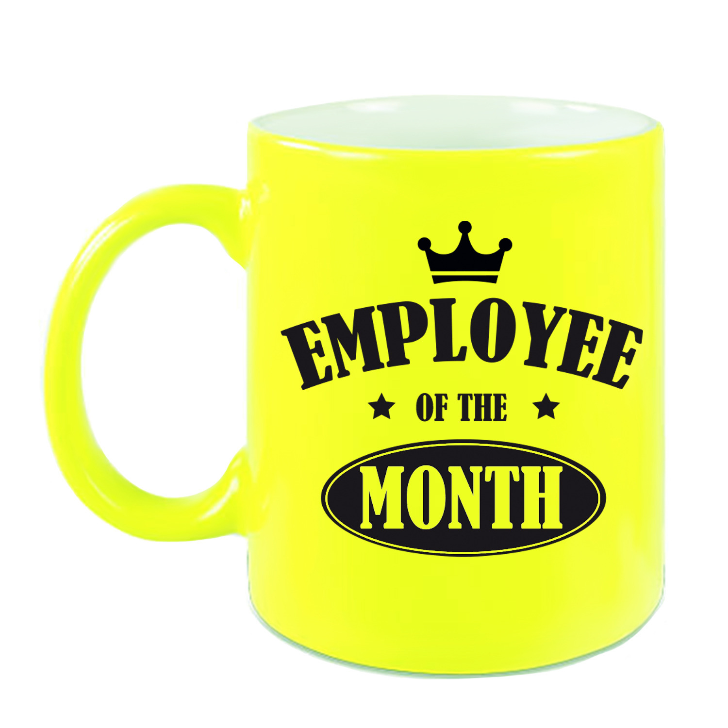 1x stuks collega cadeau mok / beker neon geel employee of the month -
