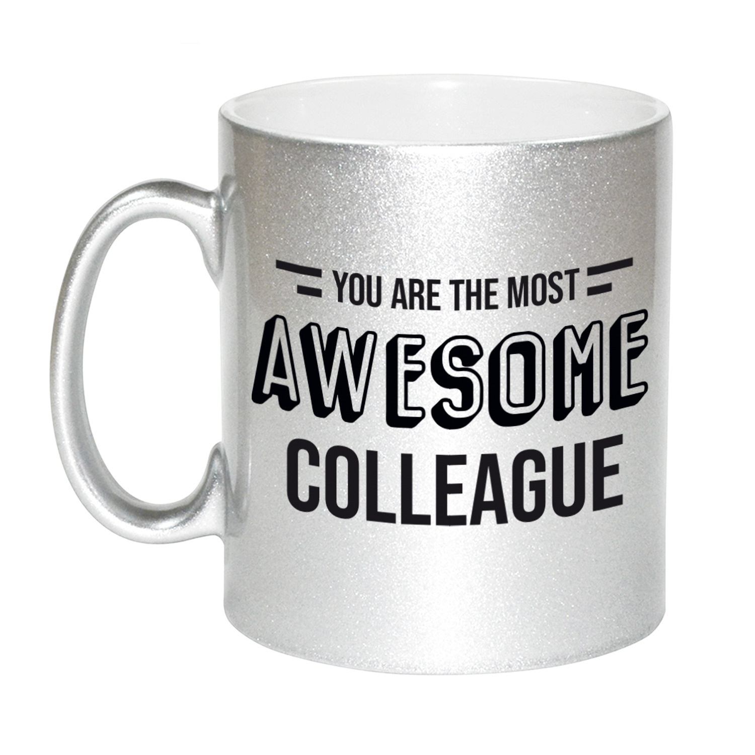 1x stuks collega cadeau mok / beker zilver the most awesome colleague -