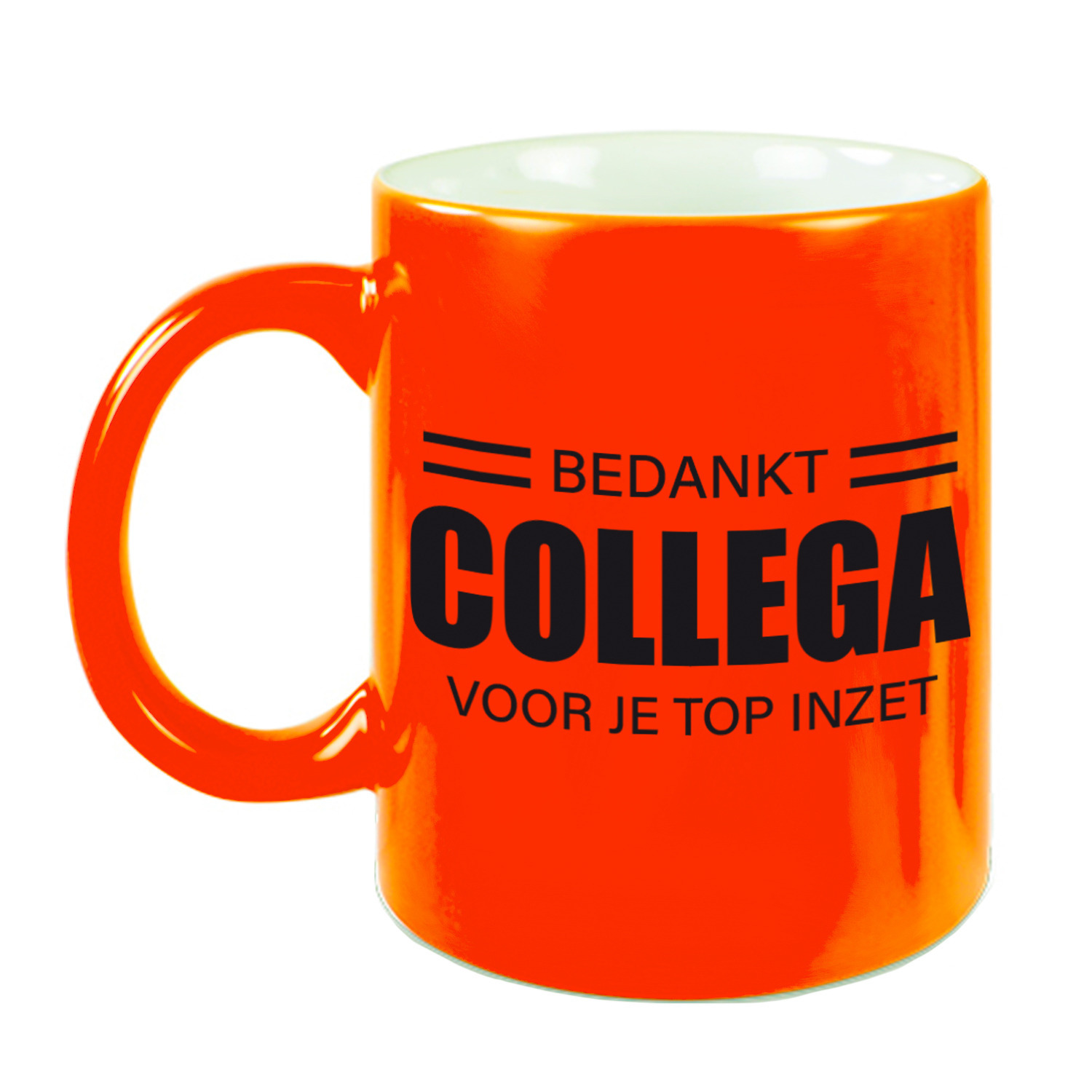 1x stuks collega cadeau mok / beker neon oranje bedankt collega voor je top inzet -