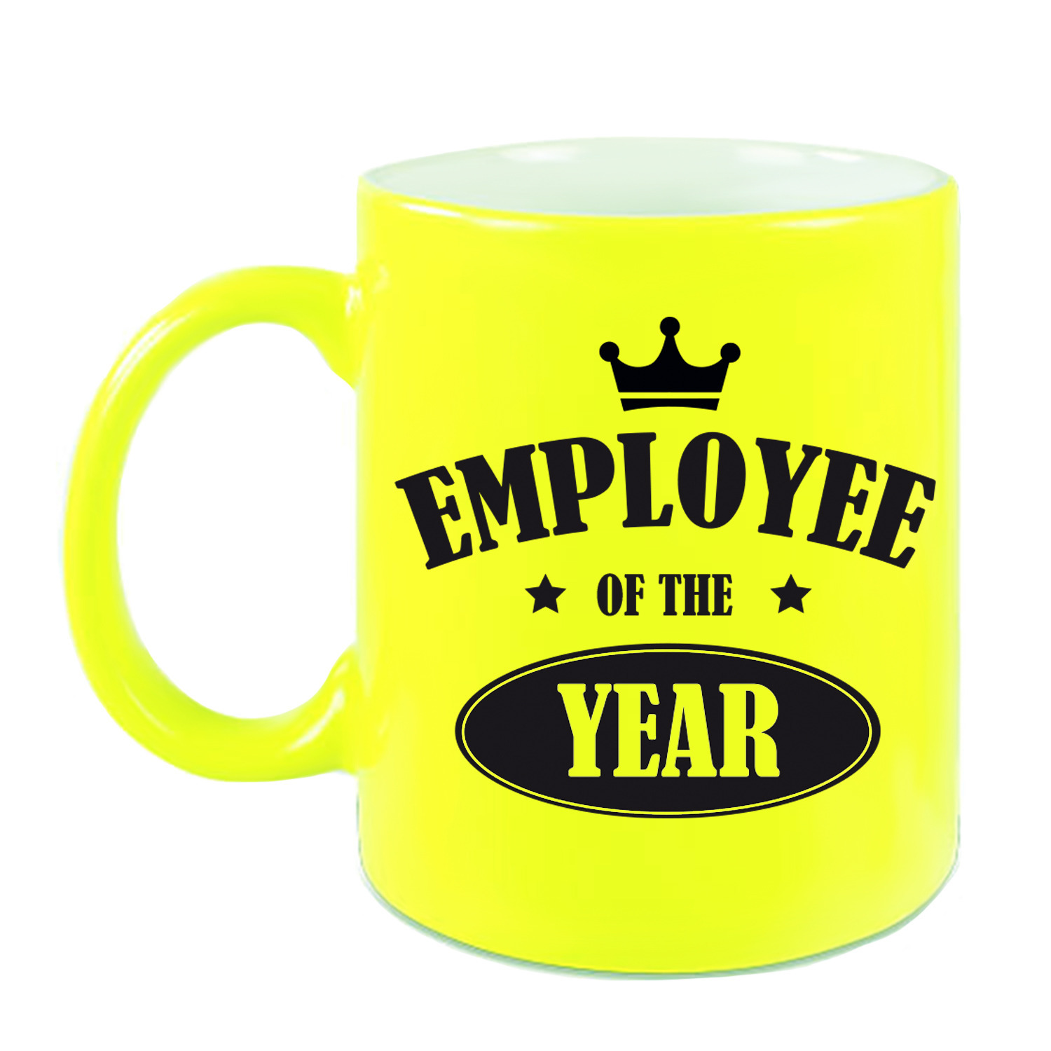 1x stuks collega cadeau mok / beker neon geel employee of the year -