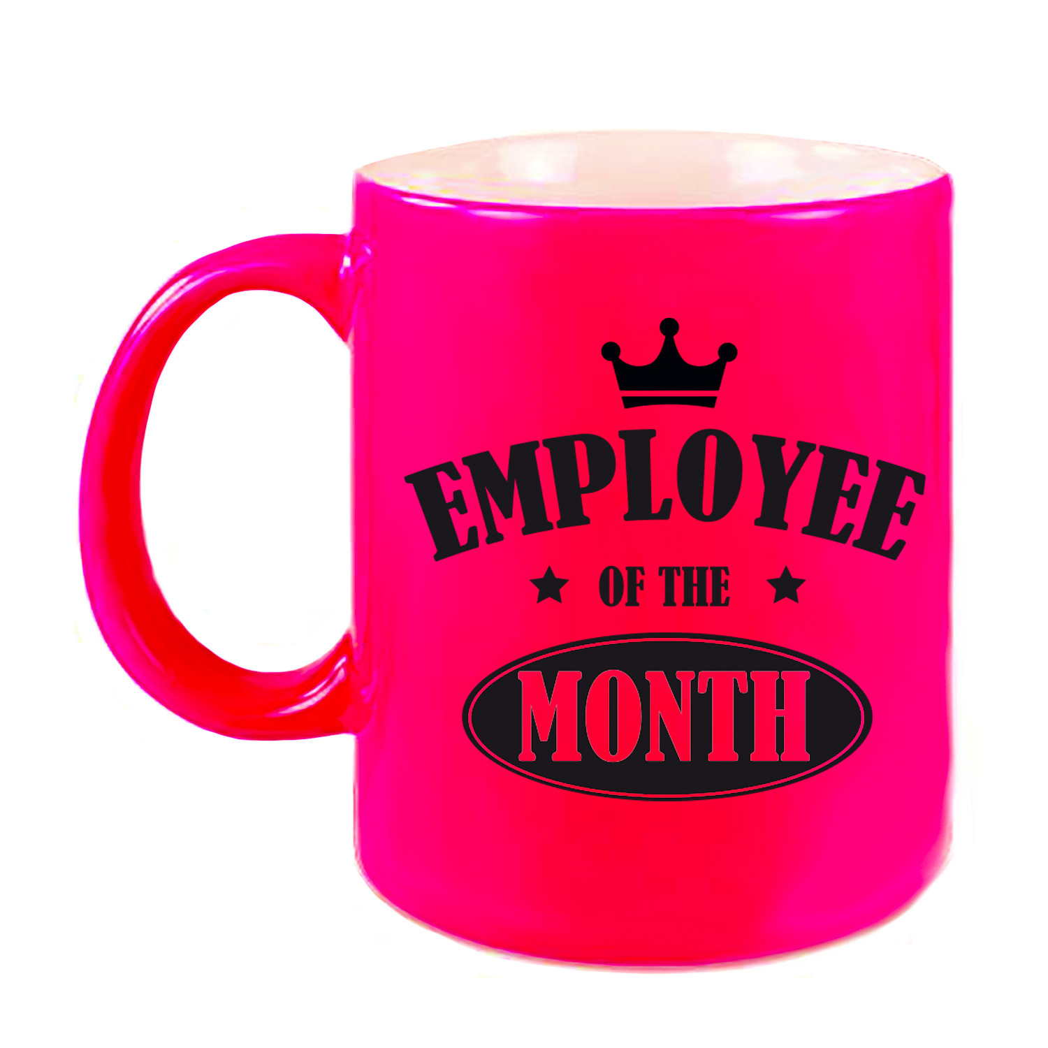 1x stuks collega cadeau mok / beker neon roze employee of the month -