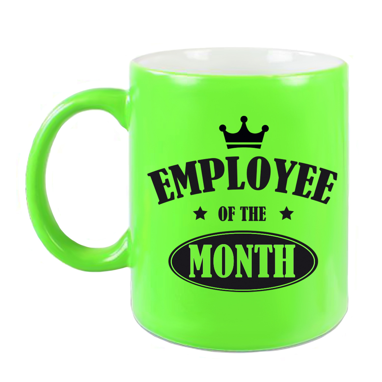 1x stuks collega cadeau mok / beker neon groen employee of the month -