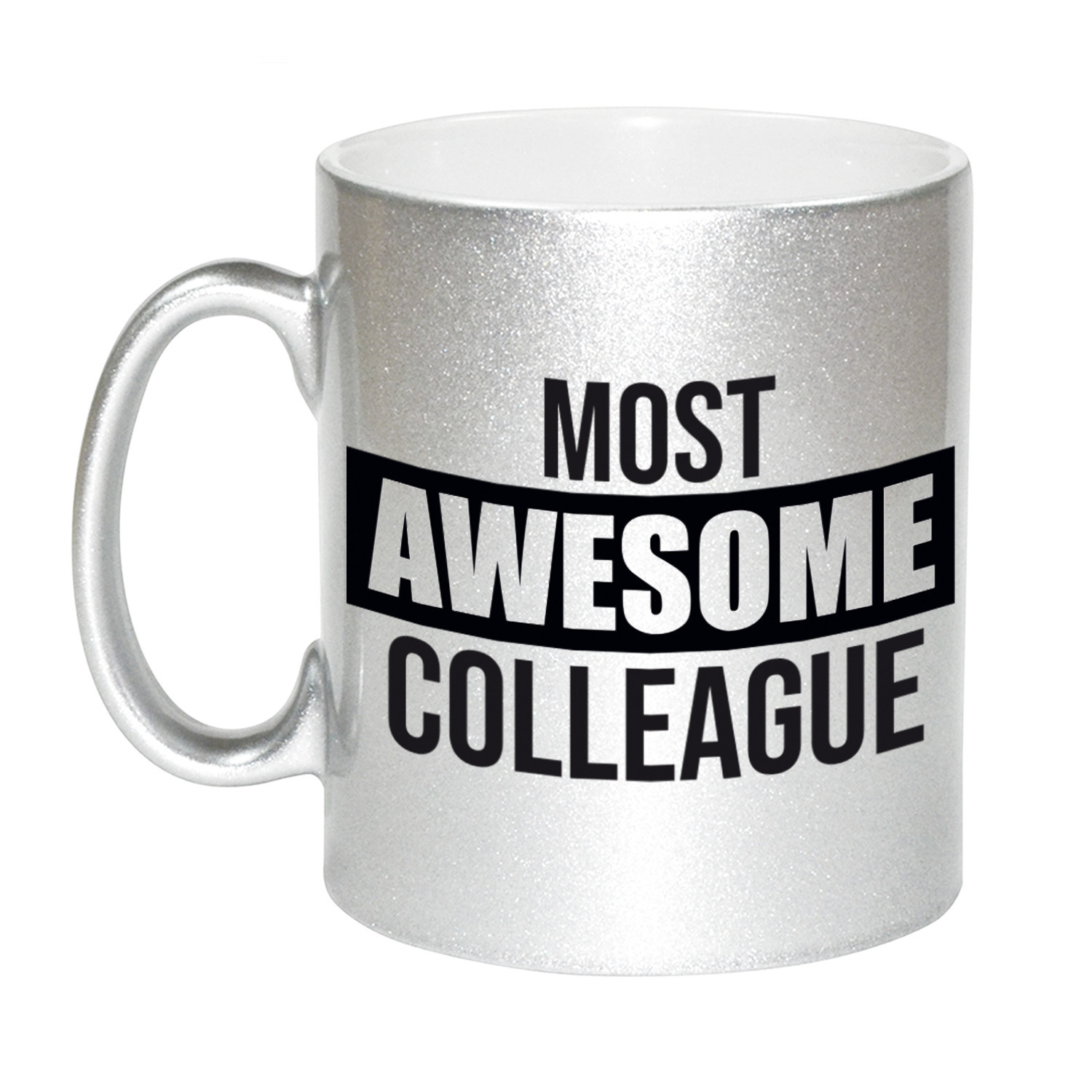 1x stuks collega cadeau mok / beker zilver most awesome colleague -