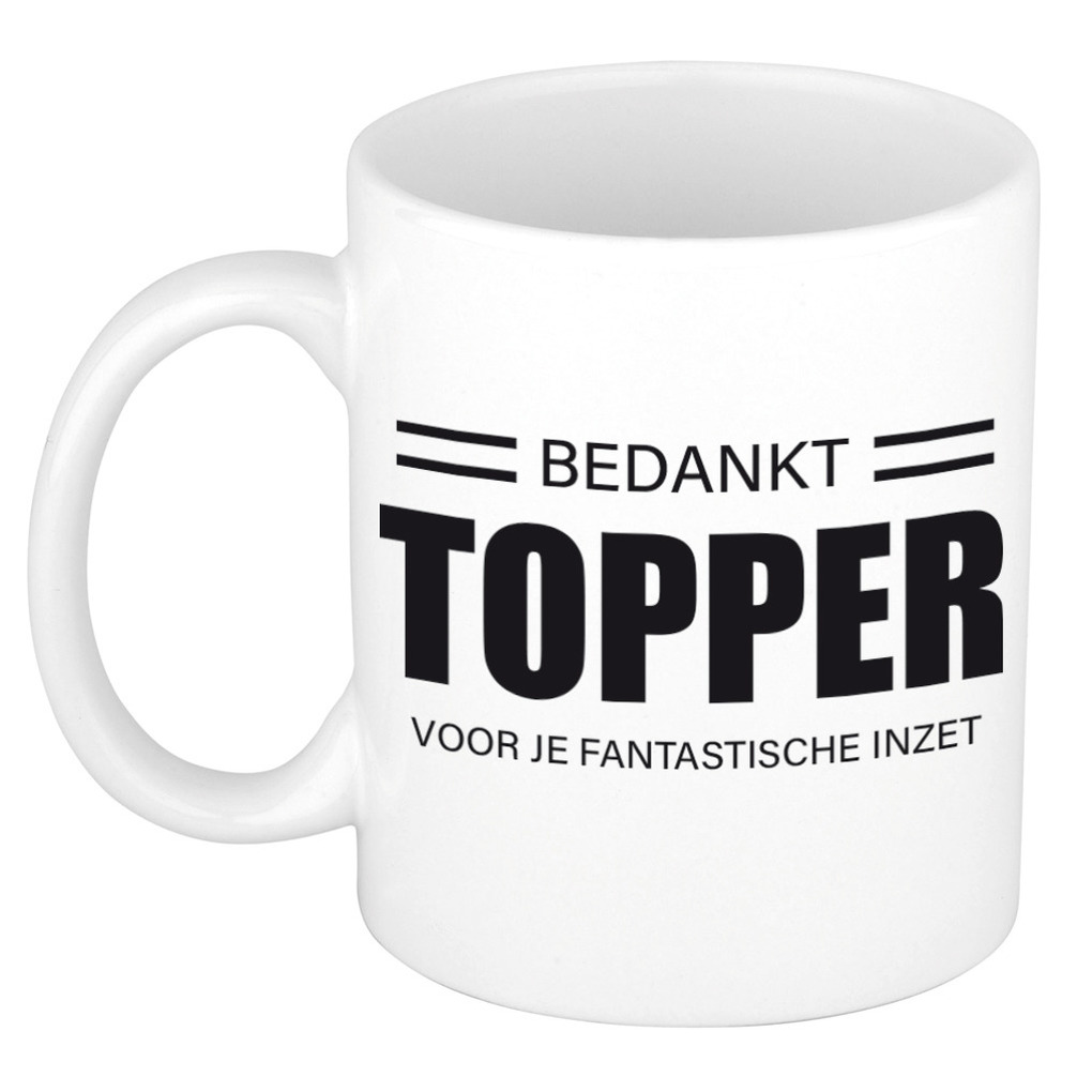 Collega cadeau mok / beker bedankt topper voor je fantastische inzet afscheid/pensioen kado -