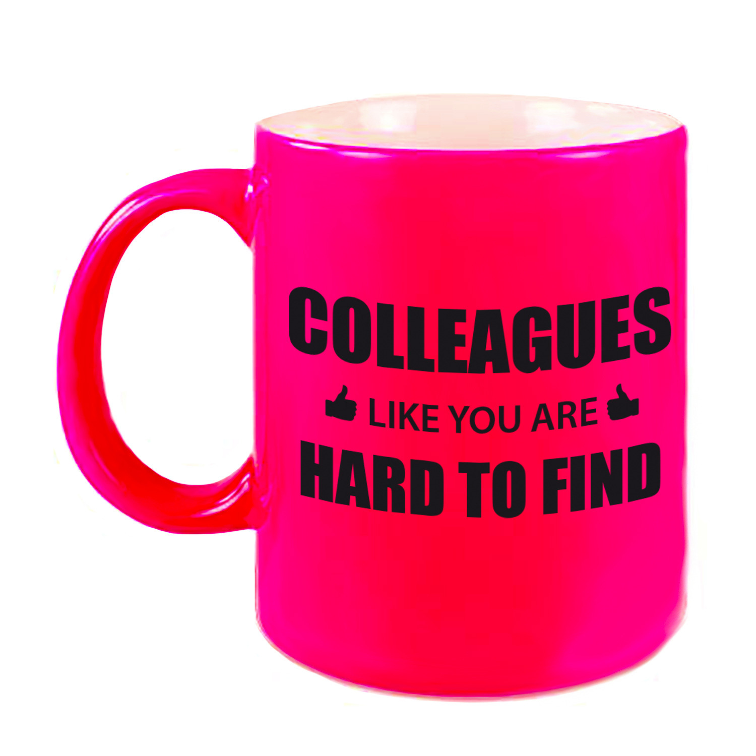 Collega cadeau mok / beker neon roze colleagues like you are hard to find -