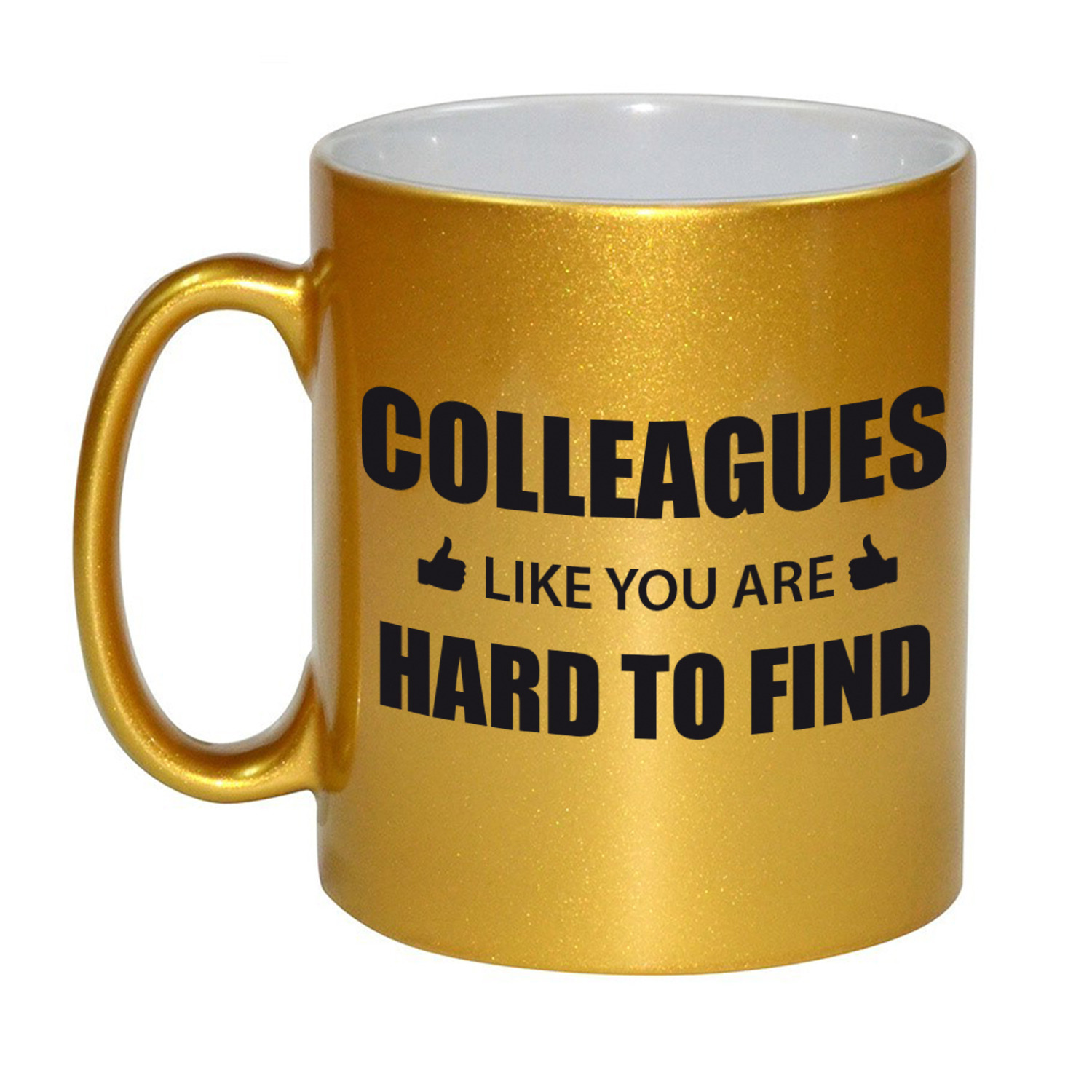 Collega cadeau mok / beker goud colleagues like you are hard to find -