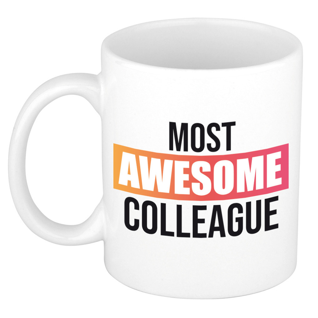 Collega cadeau mok / beker most awesome colleague gekleurd kader -
