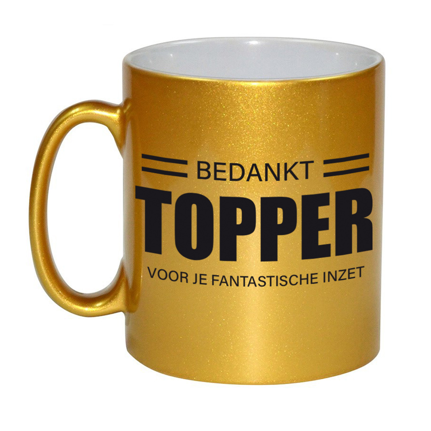 Collega cadeau mok / beker goud bedankt topper voor je fantastische inzet afscheid/pensioen kado -