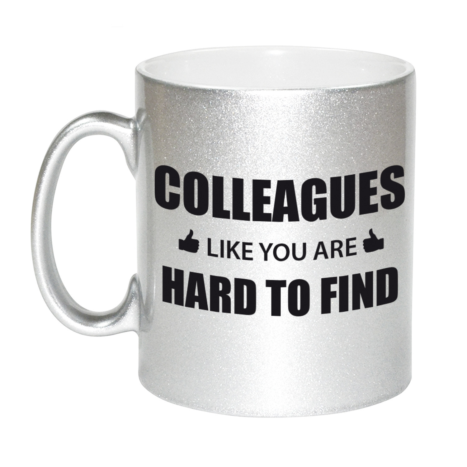 Collega cadeau mok / beker zilver colleagues like you are hard to find -