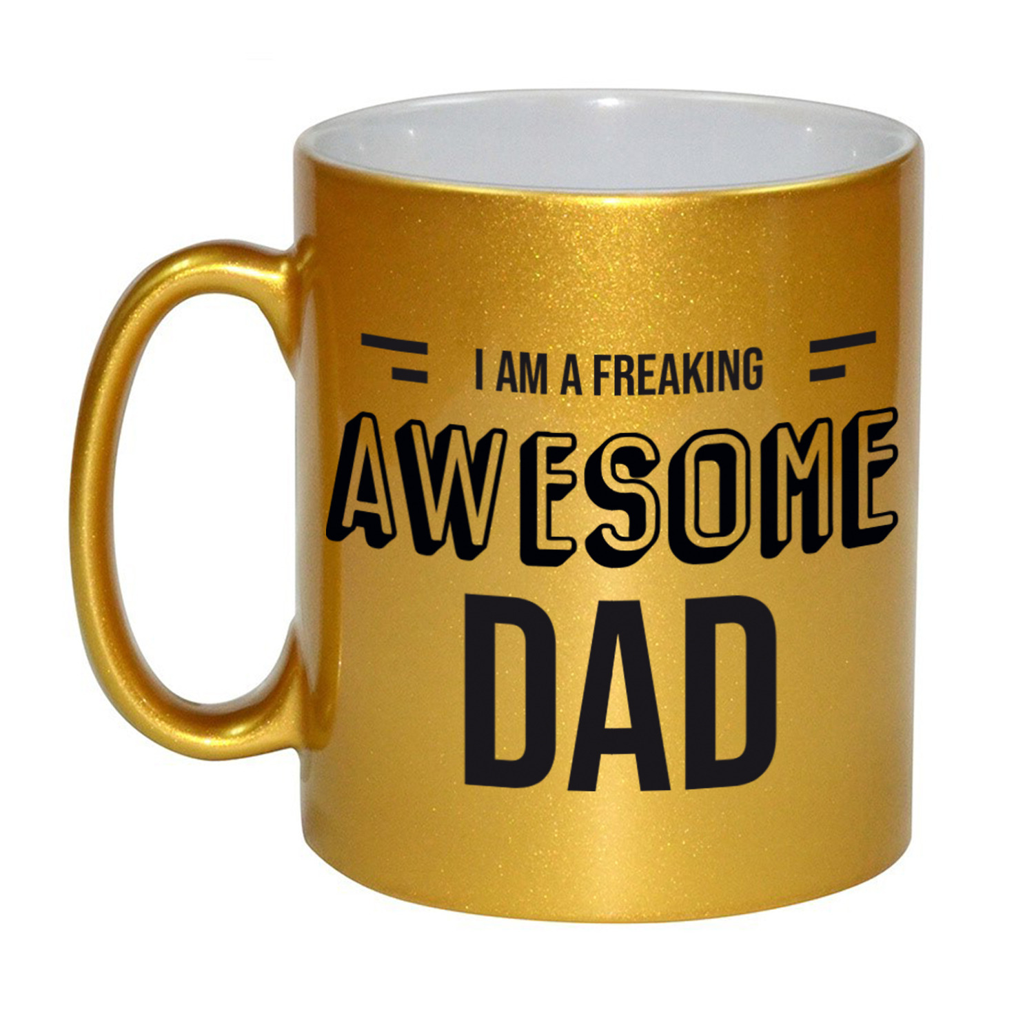 Vader cadeau gouden mok / beker I am a freaking awesome dad -