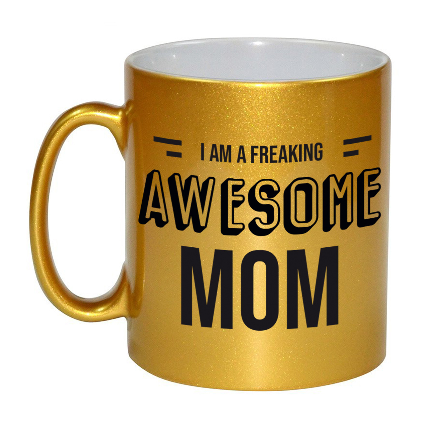 Moeder cadeau gouden mok / beker I am a freaking awesome mom -