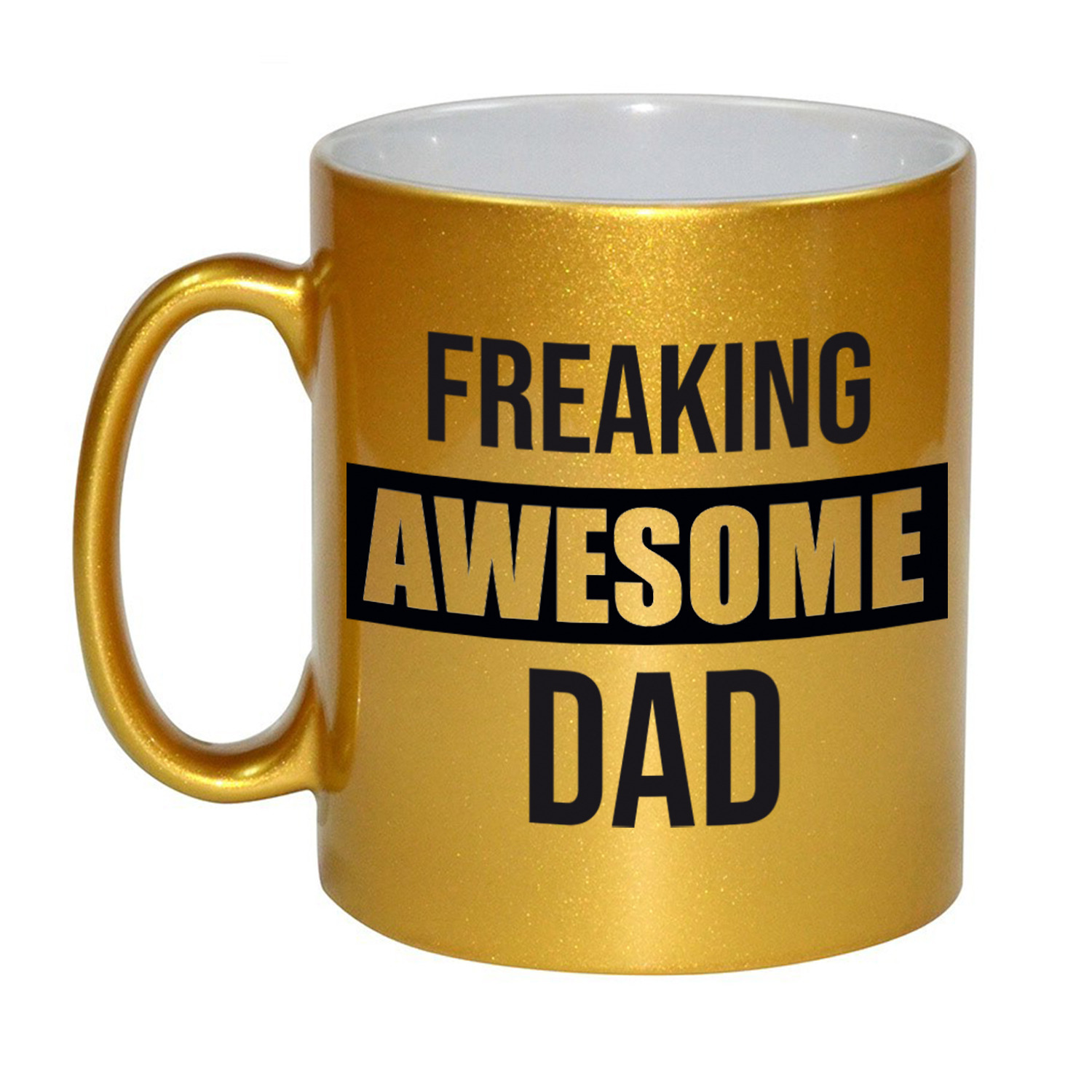 Vader cadeau gouden mok / beker freaking awesome dad -