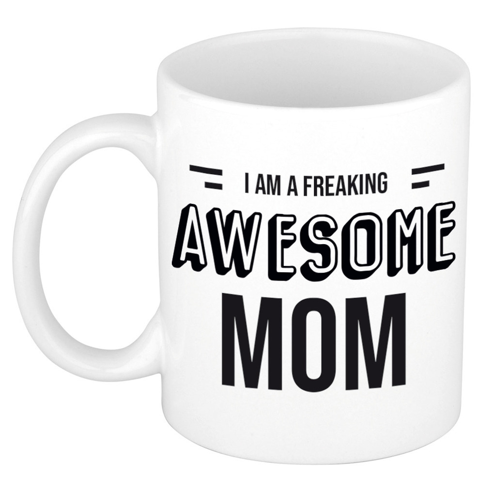 Moeder cadeau mok / beker I am a freaking awesome mom -