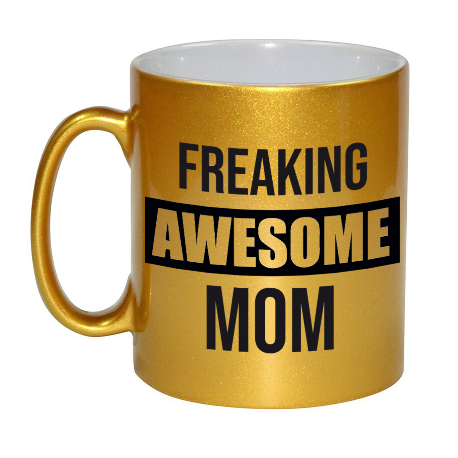 Moeder cadeau gouden mok / beker freaking awesome mom -