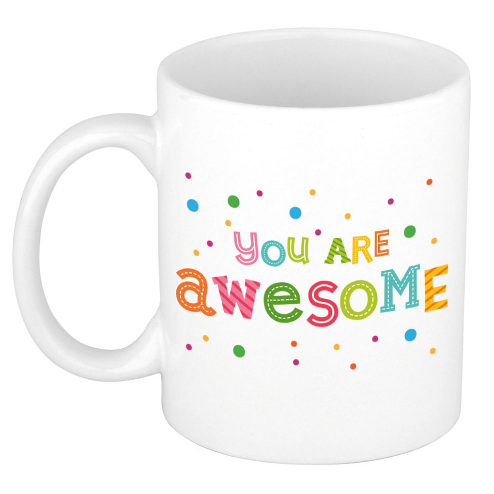 Kleurrijke cadeau mok / beker you are awesome -