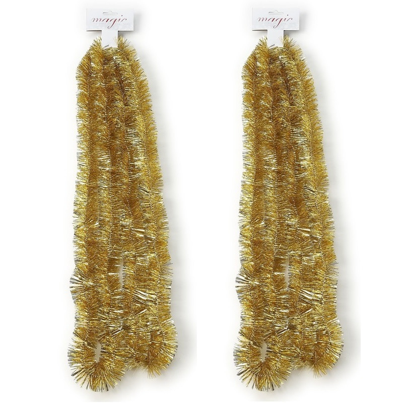 10x stuks gouden kerstslingers 270 cm kerstboom versieringen -