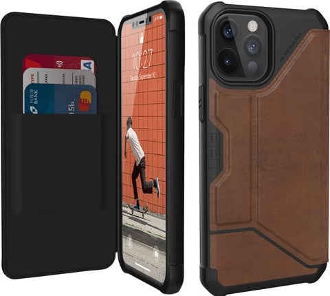 UAG Rugged Case for iPhone 12 Pro Max 5G [6.7-inch] - Metropolis Leather Brown - Flip cover voor mobiele telefoon - robuust - soepel Italiaans leer (LTHR) - bruin - voor Apple iPhone 12 Pro Max