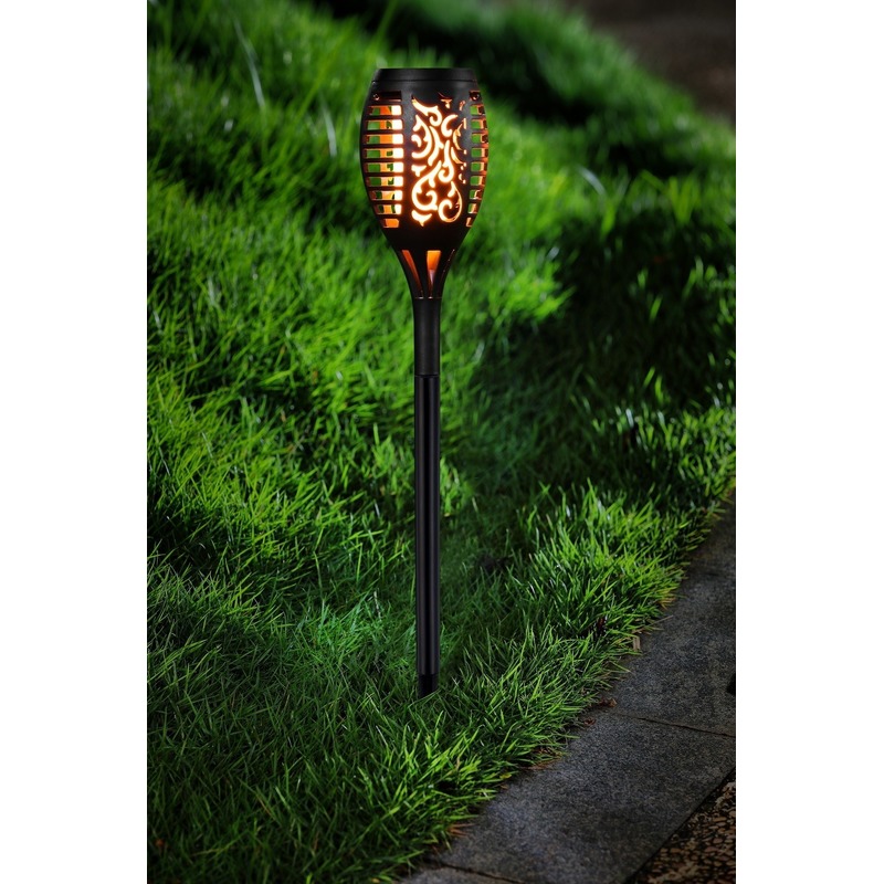 Voordeelset van 15x stuks tuinlamp solar fakkel / tuinverlichting met vlam effect 48,5 cm -