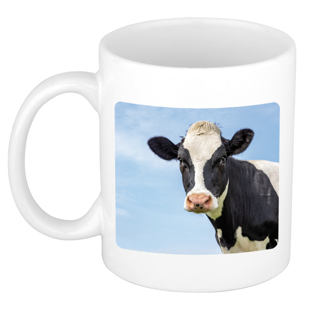 Dieren foto mok koe - koeien beker wit 300 ml -