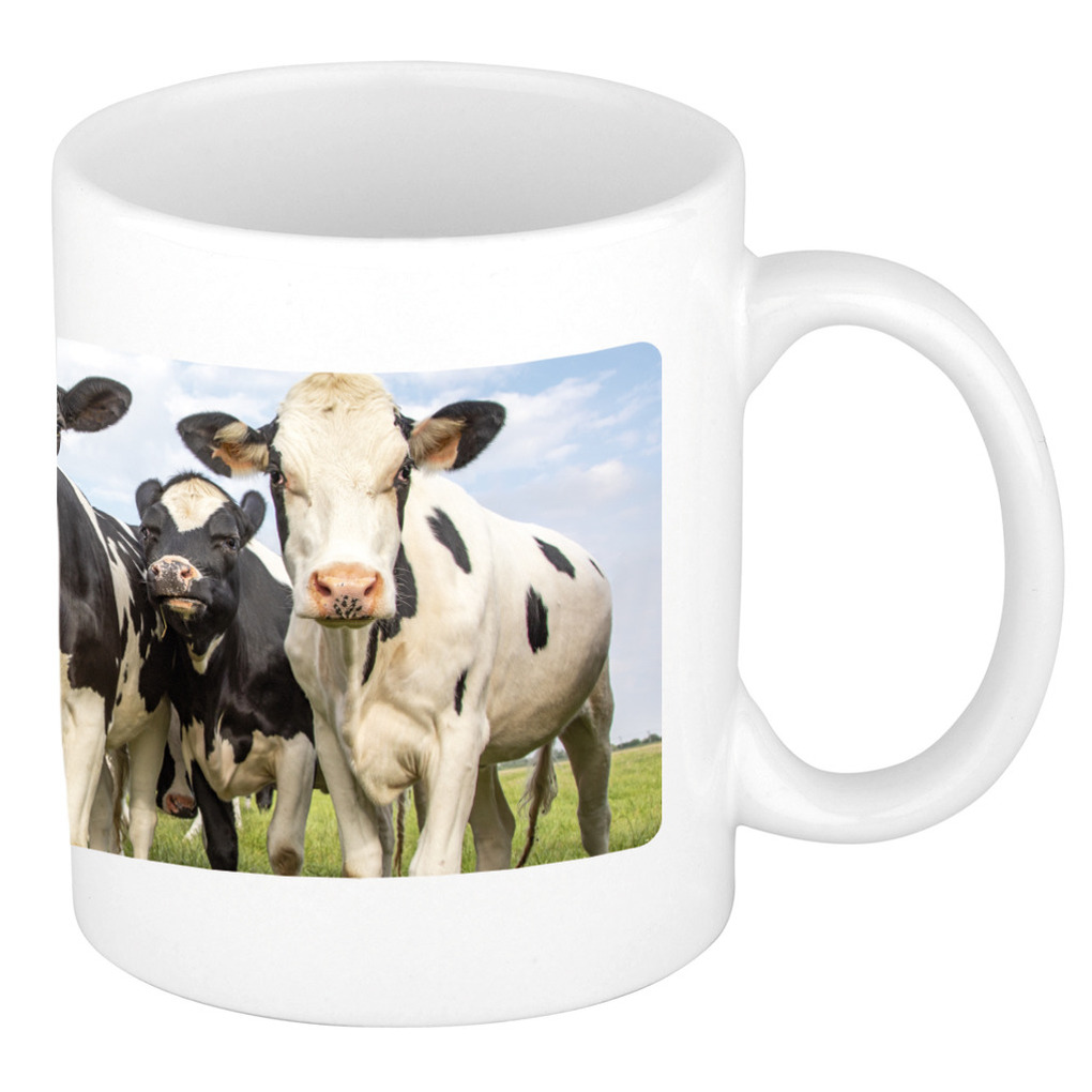 Dieren foto mok koe - Nederlandse koeien beker wit 300 ml -