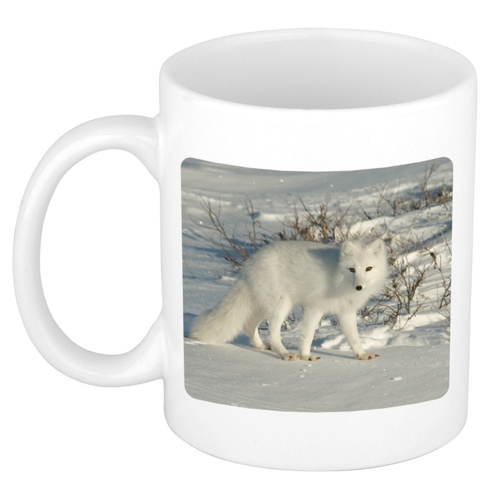 Dieren foto mok poolvos - vossen beker wit 300 ml -