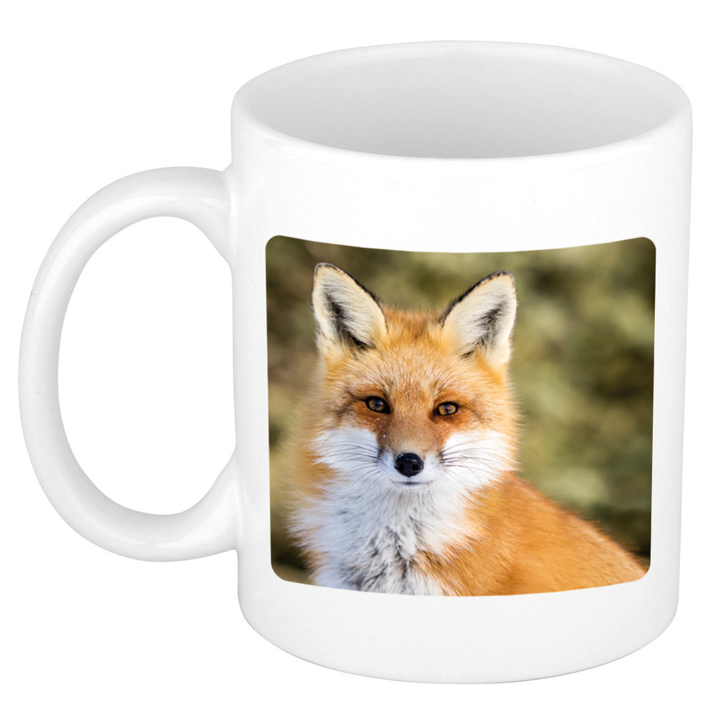 Dieren foto mok vos - vossen beker wit 300 ml -