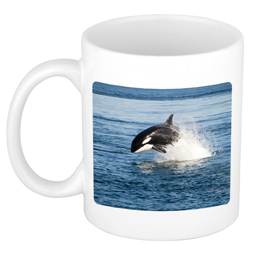 Dieren foto mok orka - orka vissen beker wit 300 ml -