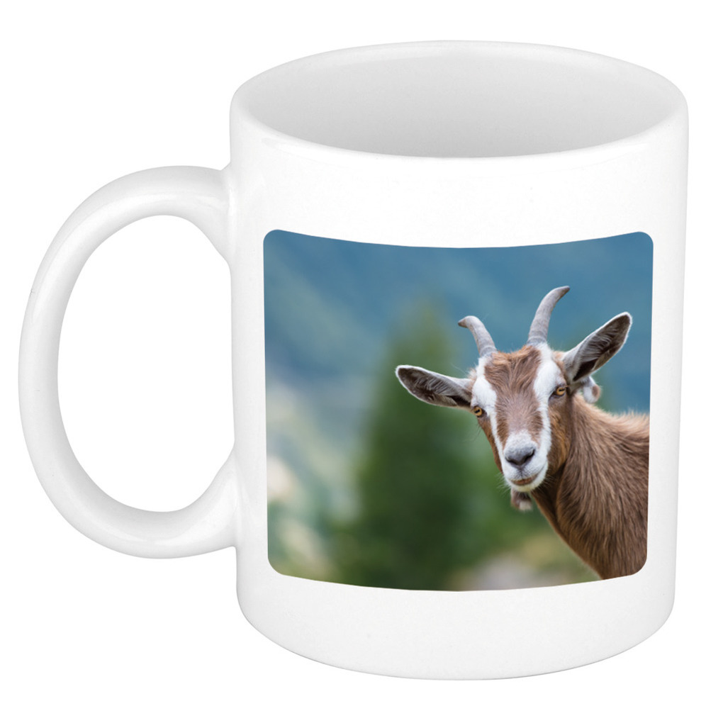 Dieren foto mok geit - geiten beker wit 300 ml -