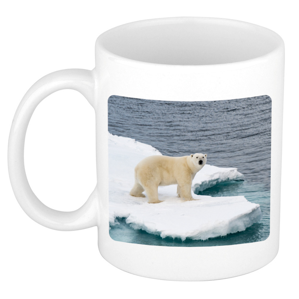 Dieren foto mok ijsbeer - ijsberen beker wit 300 ml -